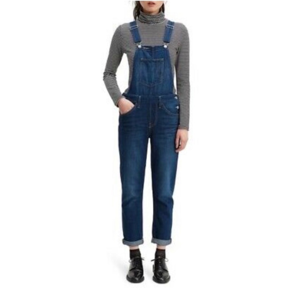 Womens LEVI'S  STRAIGHT Leg DARK wash overalls
